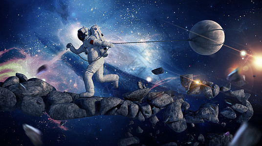 创意宇航员拖拽地球背景图片