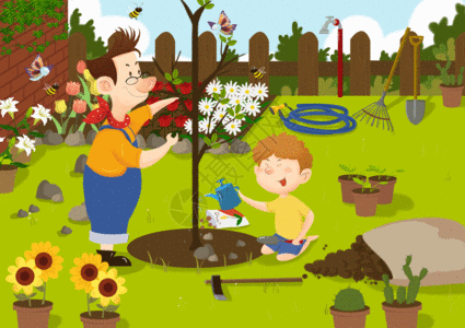 儿童花园植树gif高清图片