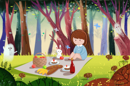 春游野餐gif图片素材