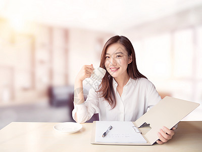 喝咖啡的女人商务女白领设计图片