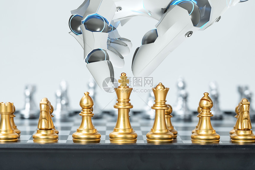 科技机械手下国际象棋图片