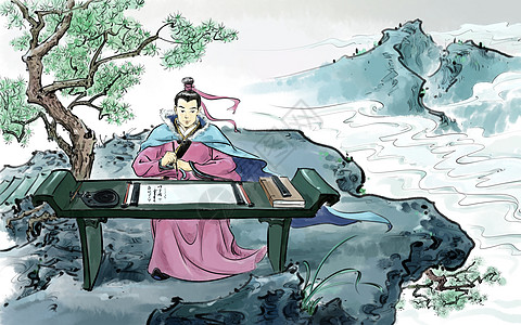 纸兜中国风传统人物插画
