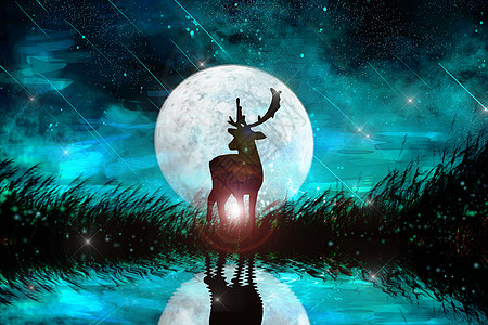 篆体林林深见鹿插画