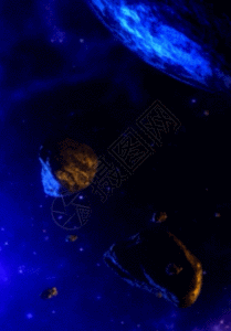 蓝色太空陨石旋转h5动态背景图片素材