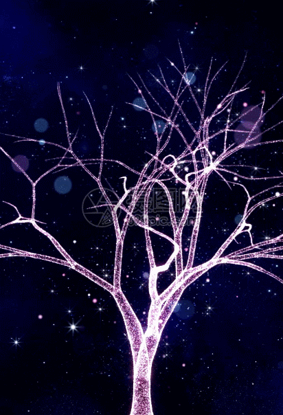 梦幻星空生长树h5动态背景图片