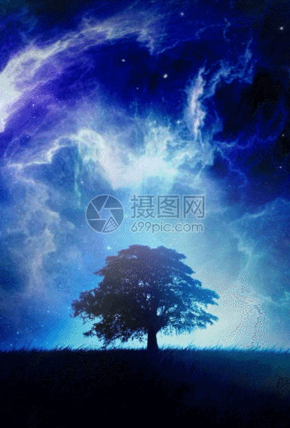 梦幻大树星空h5动态背景