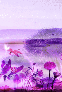 水墨山水蒲公英荷花莲花小鸟仙鹤h5动态背景素材图片素材