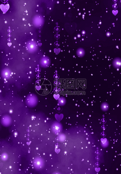 紫色心相印心形粒子h7动态背景素材图片