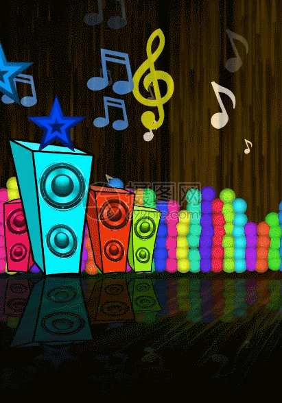 卡通音响五角星奏乐动态背景图片素材_免费下载_gif图片格式_vrf高清