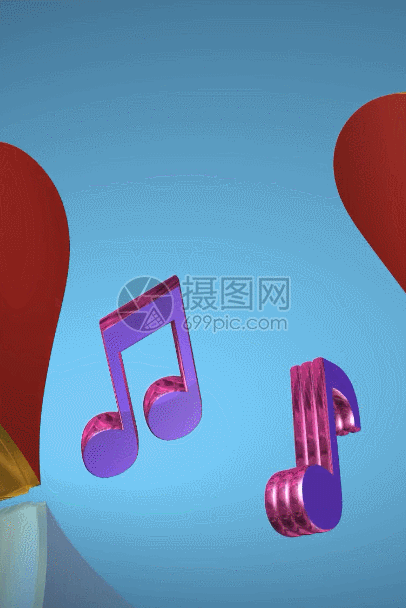 心形3d音符背景动图图片-正版gif素材401032435-摄图网