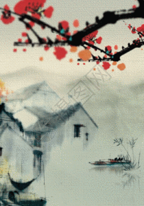 水墨红梅江南h5动态背景图片素材