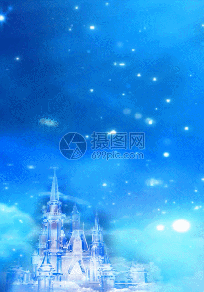 蓝色梦幻城堡h5动态背景