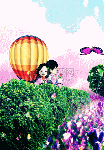 蝴蝶薰衣草h5动态背景动图图片-正版gif素材401032524-摄图网