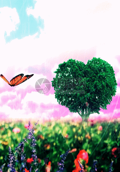 gif动态图片下载,该gif动态图片标题为蝴蝶薰衣草h5动态背景,编号