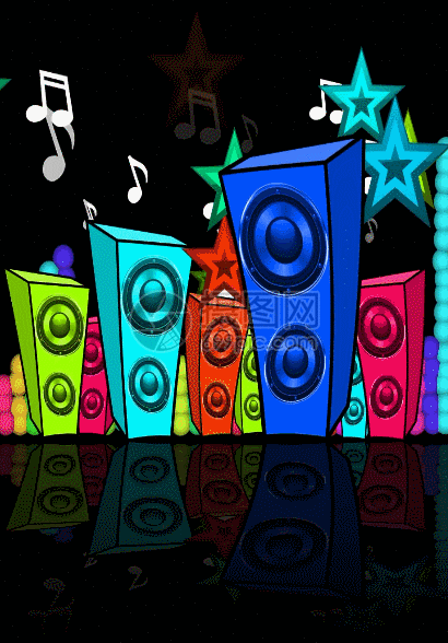 卡通音响五角星奏乐动态背景动图图片-正版gif素材401032619-摄图网