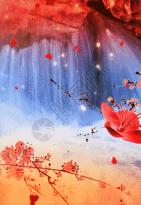 红梅赞中国风红色背景图片