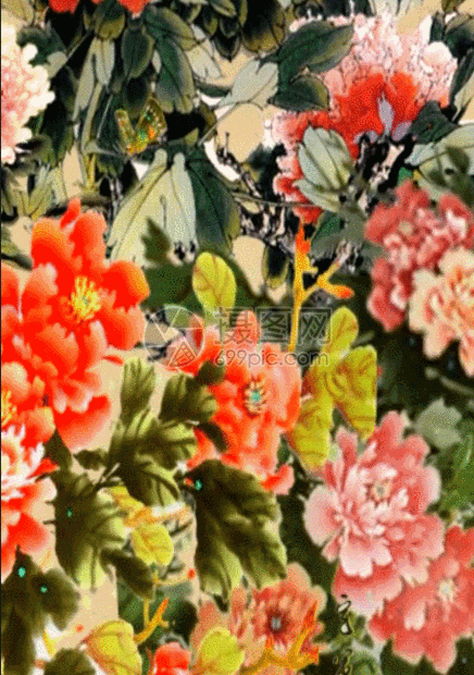 水墨牡丹花中国风相声新年背景动图图片-正版gif素材401032689-摄图网