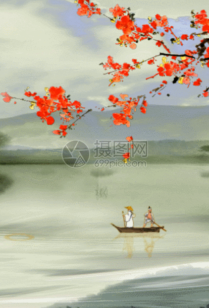 动图正版 gif动态图片下载,该gif动态图片标题为中国风水墨轻舟已过