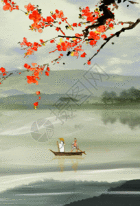 中国风水墨轻舟已过万重山背景图片素材