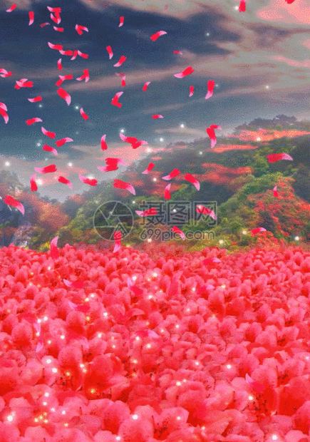 动态图片标题为满山红艳艳映山红唯美杜鹃花背景,编号:401032861,格式