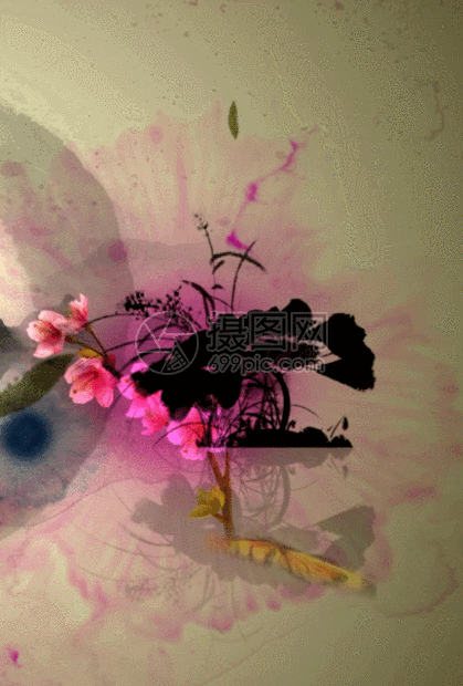 江南水乡蝴蝶花瓣中国风背景动图图片-正版gif素材401032882-摄图网