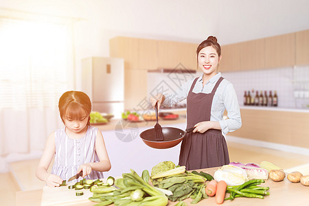 母女学习母女做饭设计图片