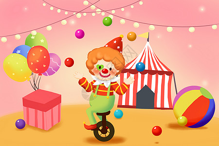 愚人节之小丑抛球欢乐插画图片