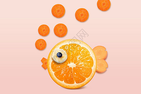 可爱的动物橘子金鱼设计图片
