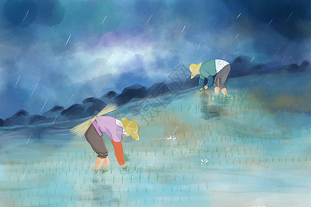 雨天谷雨插画