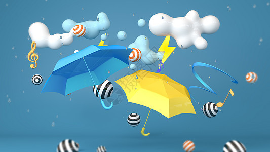 创意雨天雨伞图片