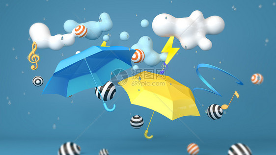 创意雨天雨伞图片