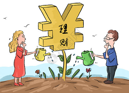 股市下跌漫画理财投资插画