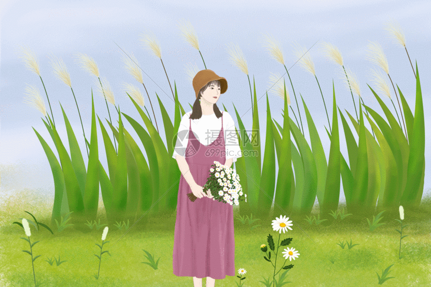 芦苇女孩gif动图图片-正版gif素材401057492-摄图网