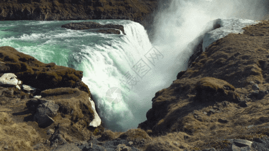 新疆公格尔瀑布GIF图片素材