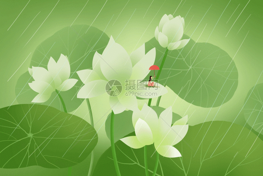 唯美荷塘gif动图图片-正版gif素材401062099-摄图网