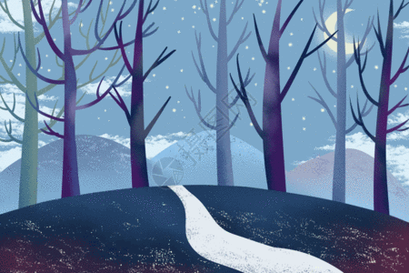 小清新静谧的夜晚森林gif图片素材