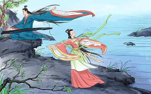 传统舞蹈中国风传统人物插画