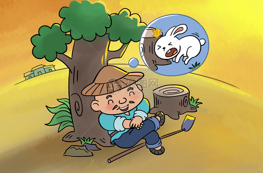 守株待兔插画图片下载 正版图片 摄图网 守株待兔插画图片下载 正版图片 摄图网