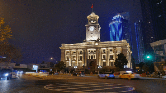 城市马路夜景城市夜景JIF高清图片