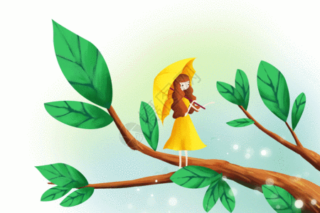 雨天中的小女孩gif图片