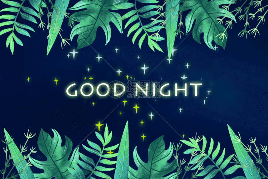 夜晚星光植被晚安字母背景gif动图图片-正版gif素材401077032-摄图网