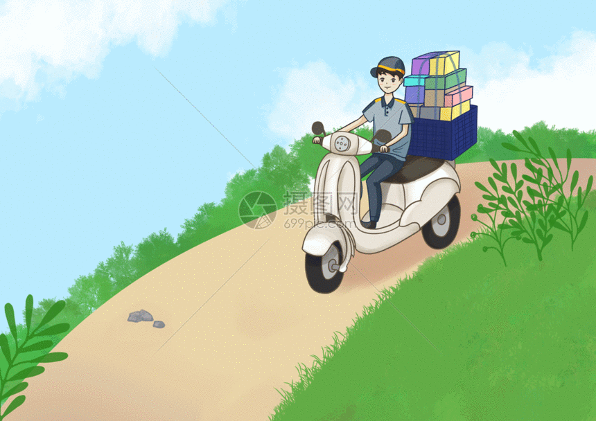 五一劳动节之工作的快递员gif