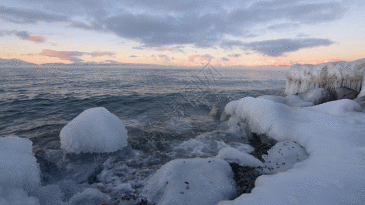 雪石头大海海边GIF高清图片