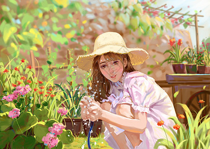 春天花园里的少女图片