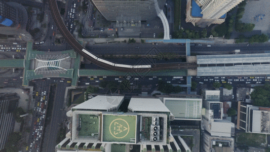 俯拍城市建筑车辆GIF图片