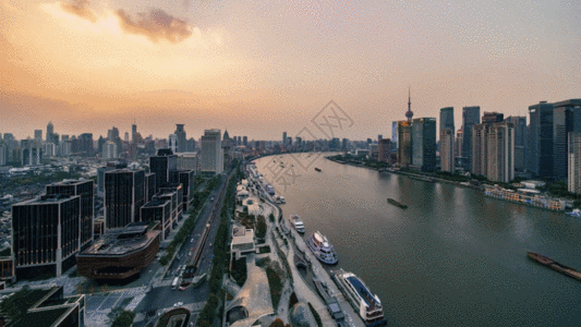上海建筑黑白城市夜景延时视频GIF高清图片