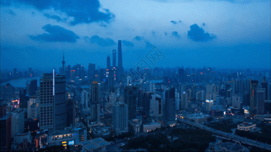 巴塞罗那夜景上海城市延时拍摄GIF高清图片