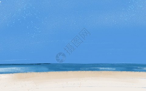 插画海滩背景图片