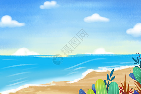 插画海滩背景图片