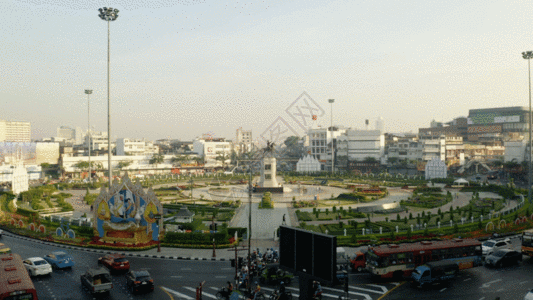 航拍泰国曼谷城市中心广场GIF图片
